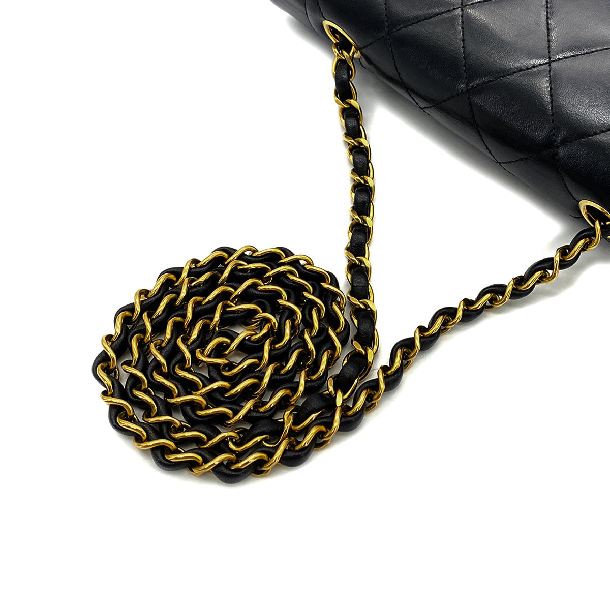 CHANEL VINTAGE DIANA SMALL CHAIN SHOULDER BAG BLACK LAMB SKIN 90269048