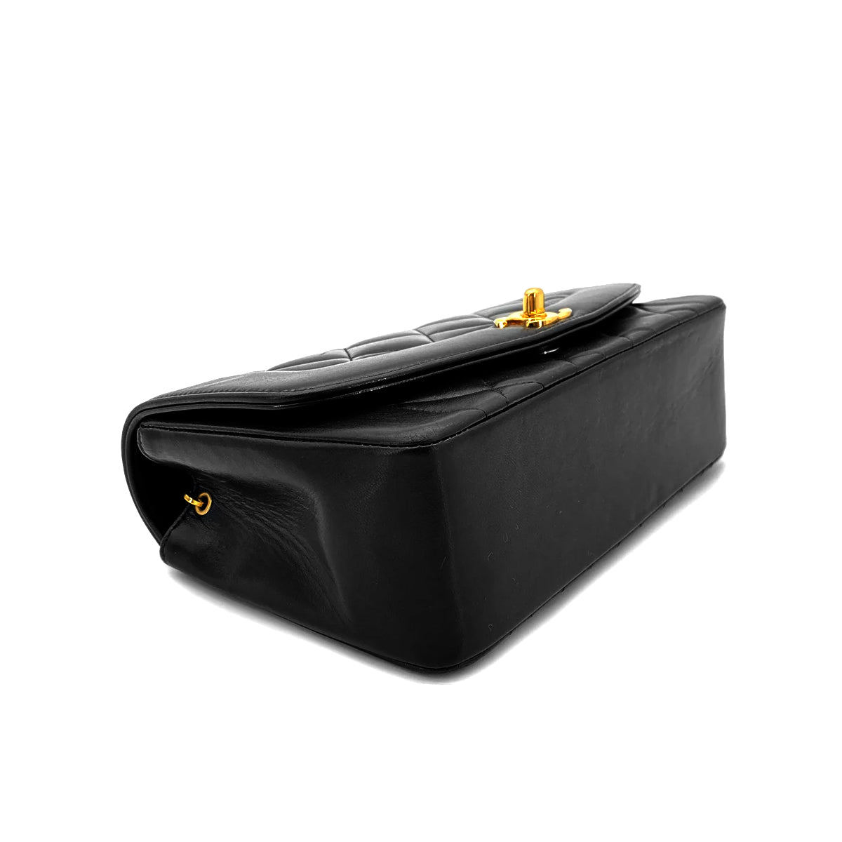 CHANEL VINTAGE DIANA SMALL CHAIN SHOULDER BAG BLACK LAMB SKIN 90269610