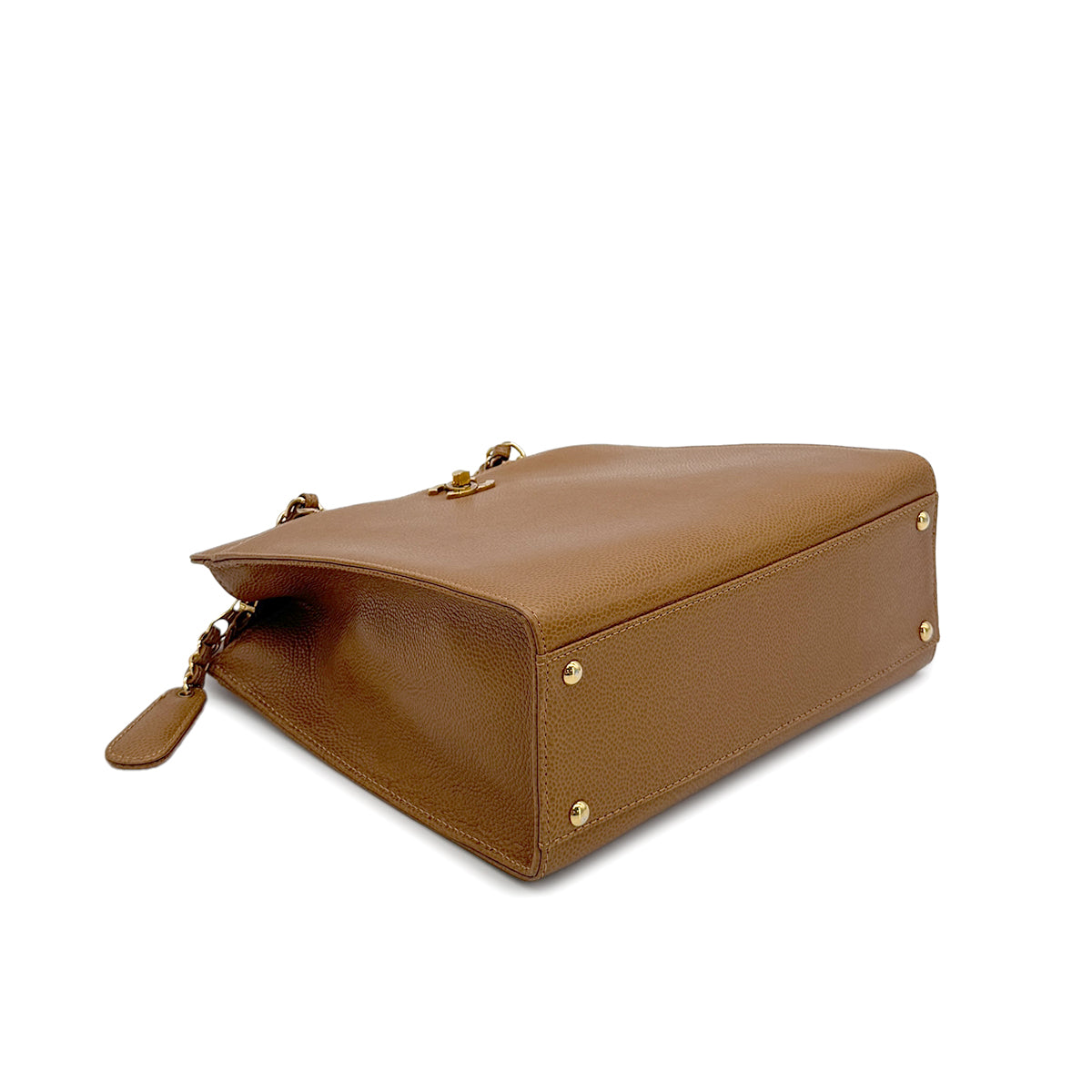 CHANEL VINTAGE CHAIN TOTE BAG BROWN CAVIAR SKIN 90269870