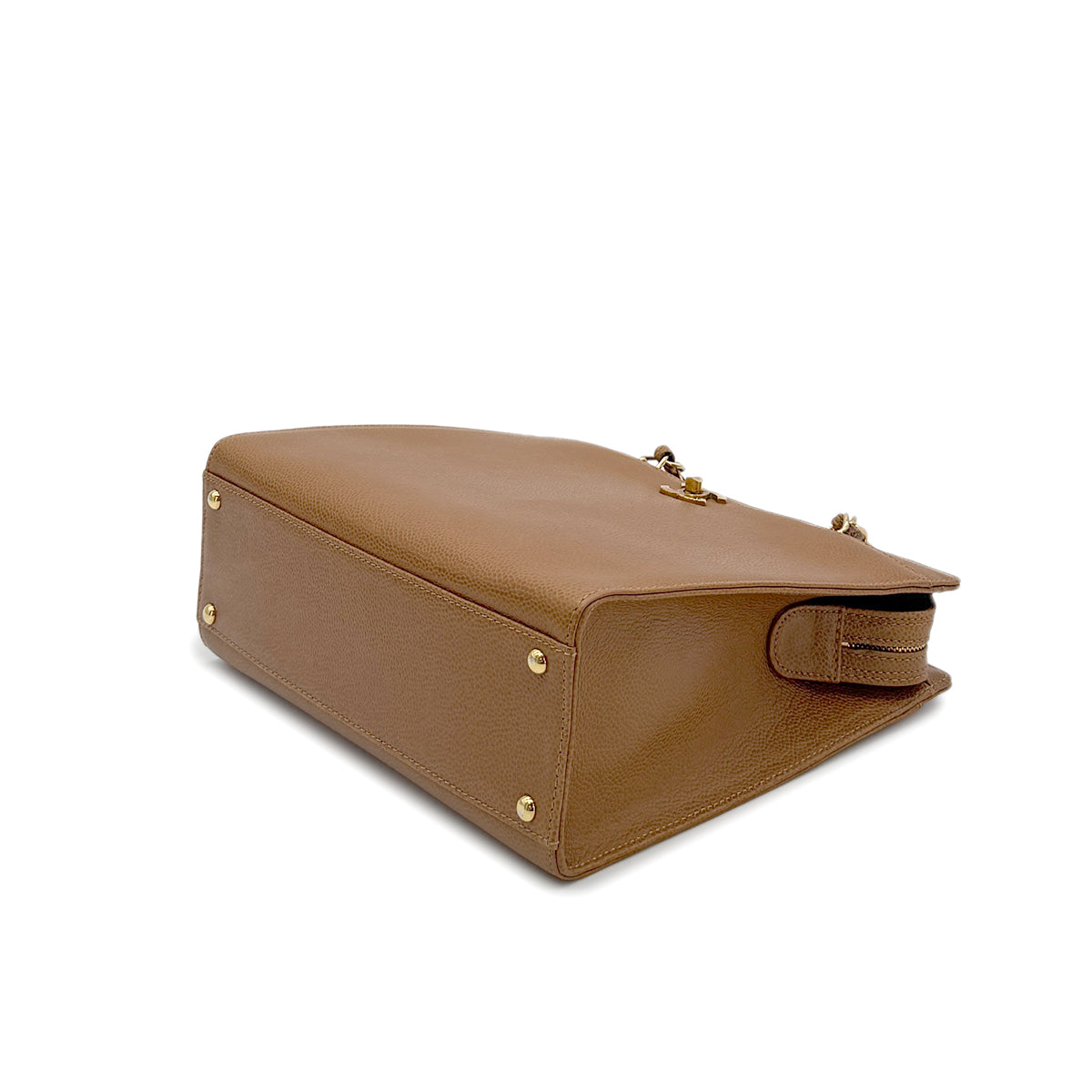 CHANEL VINTAGE CHAIN TOTE BAG BROWN CAVIAR SKIN 90269870