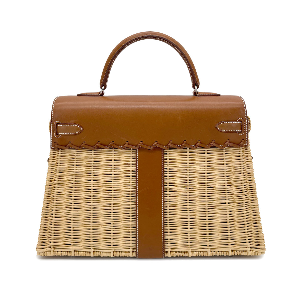 HERMES KELLY PICNIC FAUVE NATURAL VEAU BARENIA HAND BAG □O 90269871