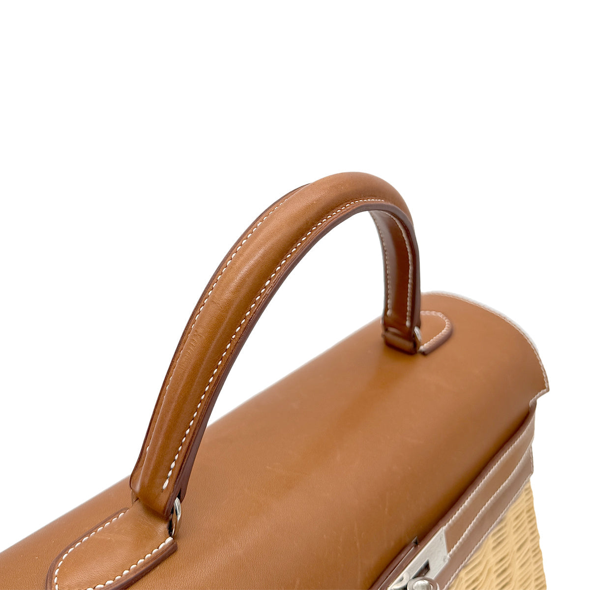 HERMES KELLY PICNIC FAUVE NATURAL VEAU BARENIA HAND BAG □O 90269871