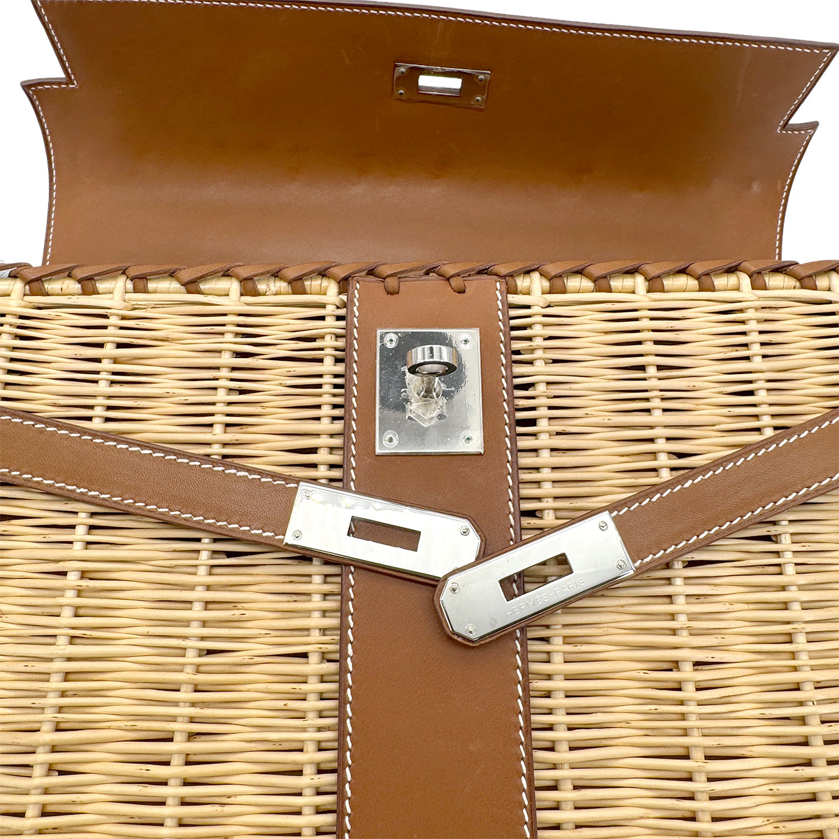 HERMES KELLY PICNIC FAUVE NATURAL VEAU BARENIA HAND BAG □O 90269871