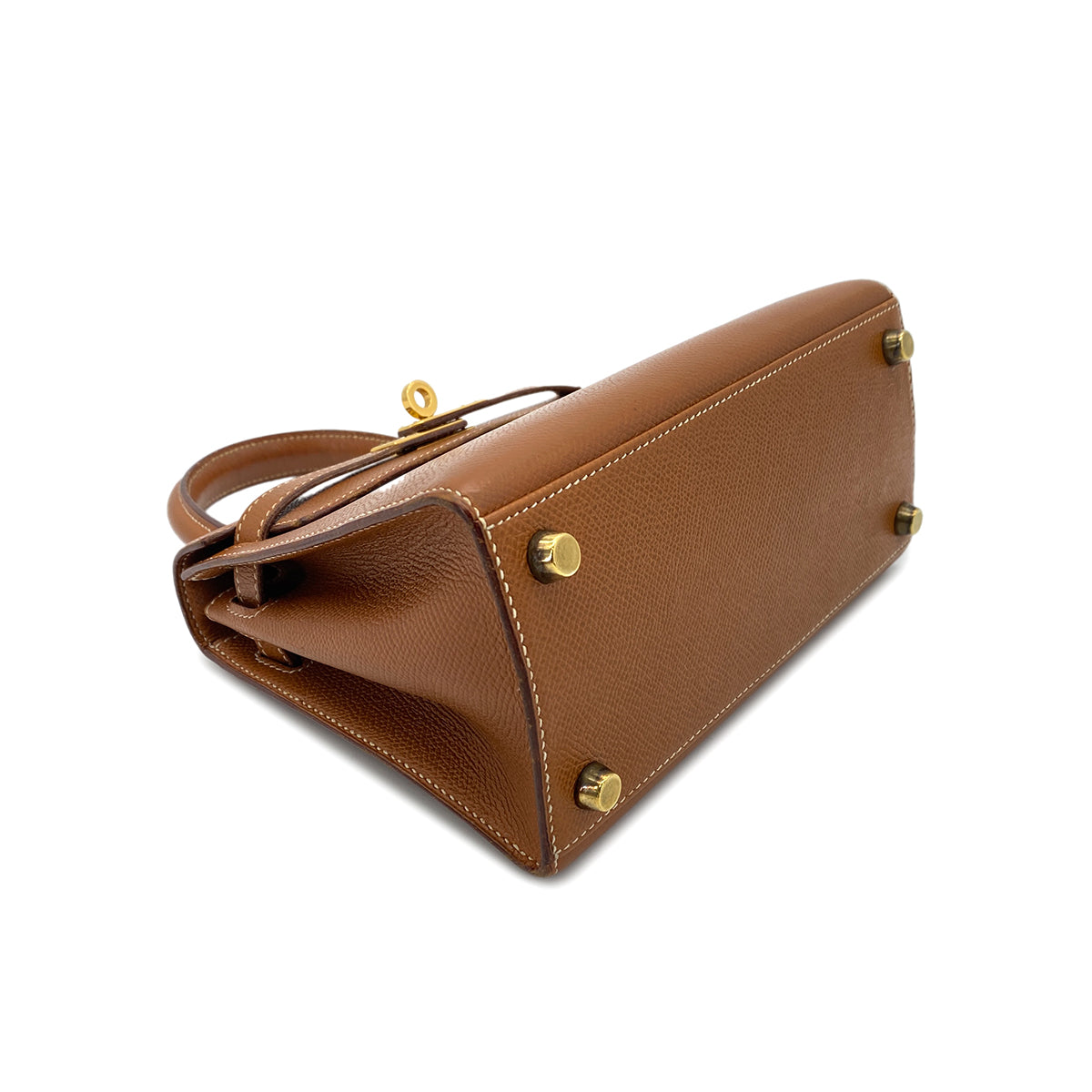 HERMES MINI KELLY 20 SELLIER GOLD COUCHEVEL SHOULDER BAG V GHW 90270798