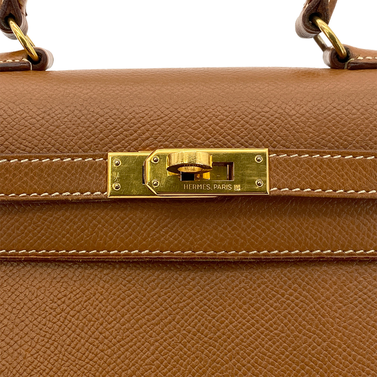 HERMES MINI KELLY 20 SELLIER GOLD COUCHEVEL SHOULDER BAG V GHW 90270798