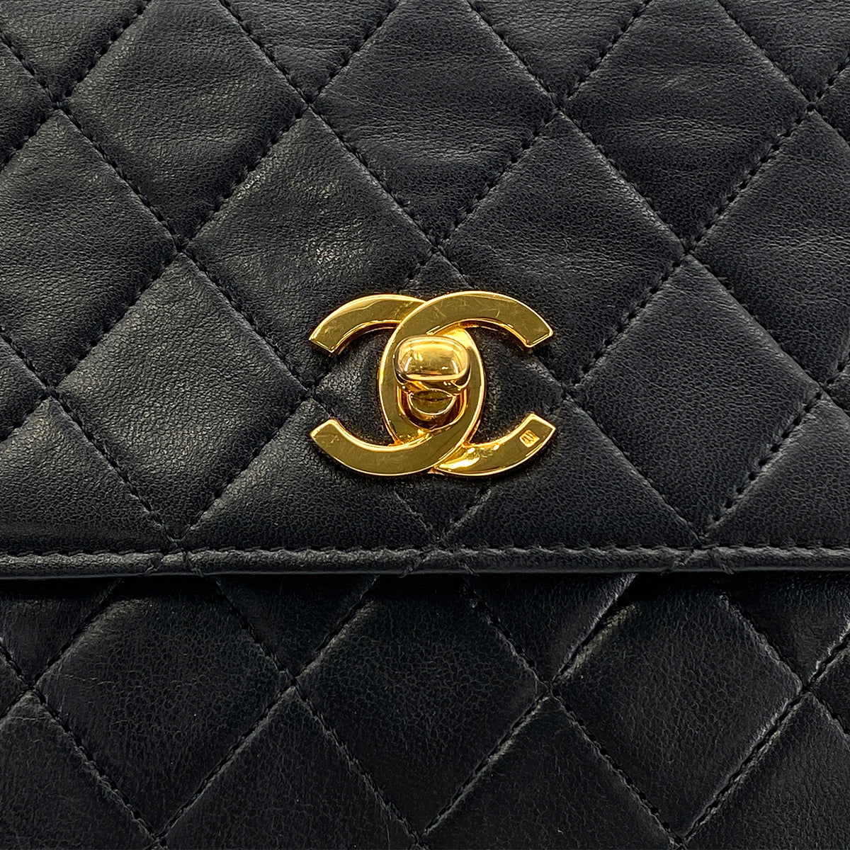 CHANEL VINTAGE MATELASSE 2WAY CHAIN SHOULDER BAG BLACK LAMB SKIN 90270799