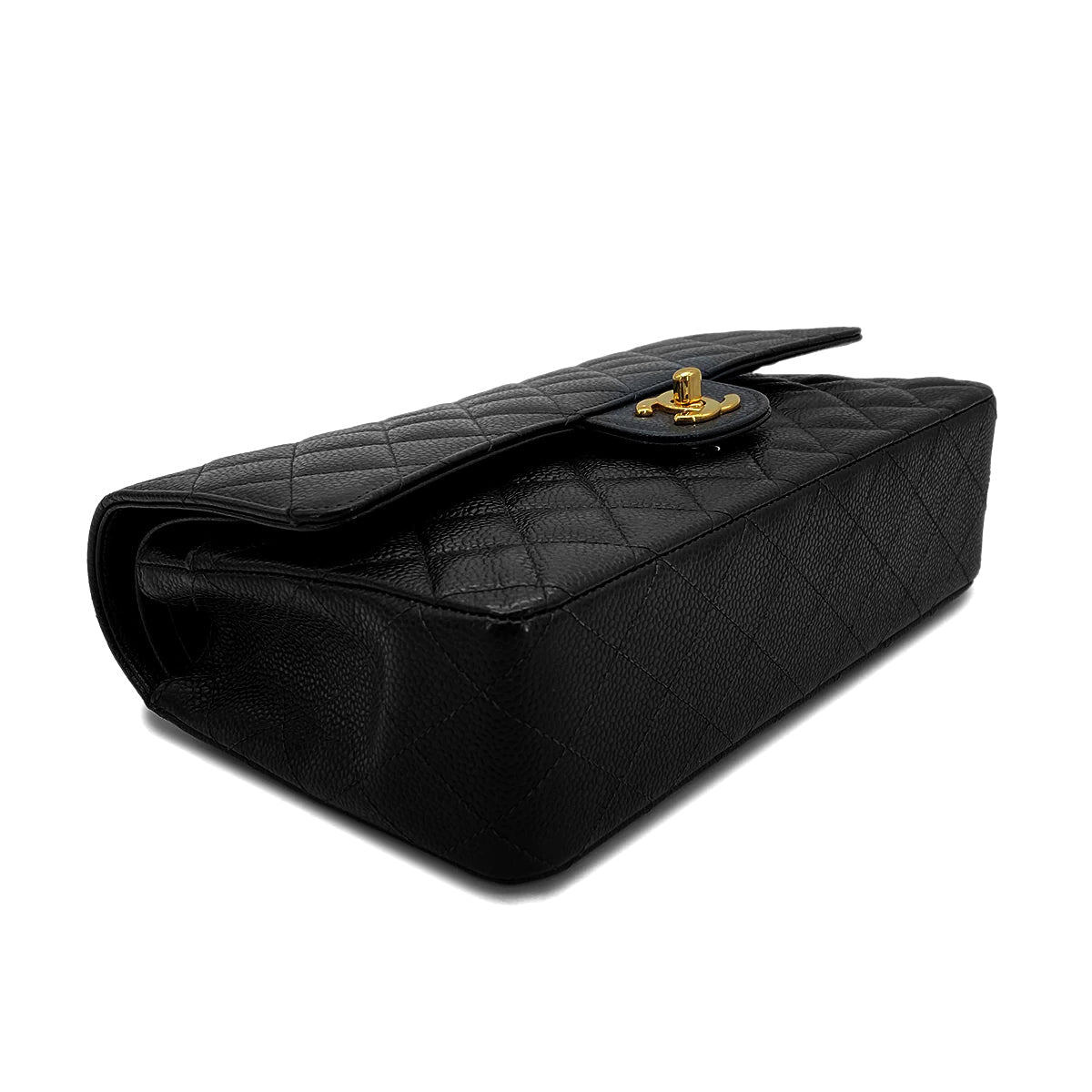 CHANEL VINTAGE CLASSIC FLAP MEDIUM CHAIN SHOULDER BAG BLACK CAVIAR SKIN 90270850