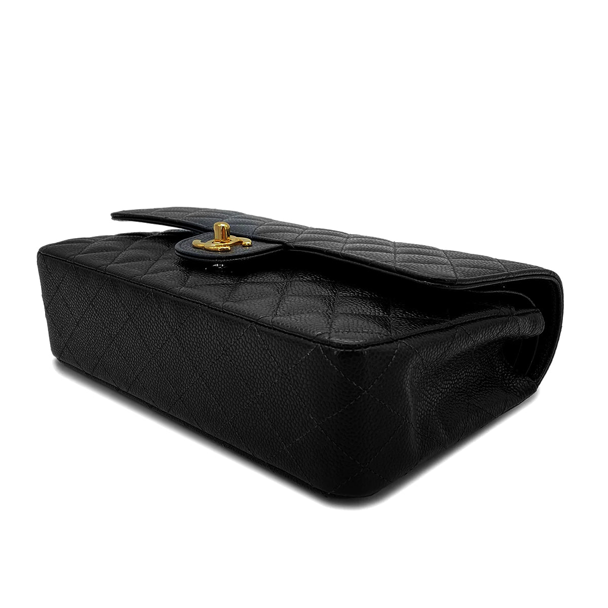 CHANEL VINTAGE CLASSIC FLAP MEDIUM CHAIN SHOULDER BAG BLACK CAVIAR SKIN 90270850