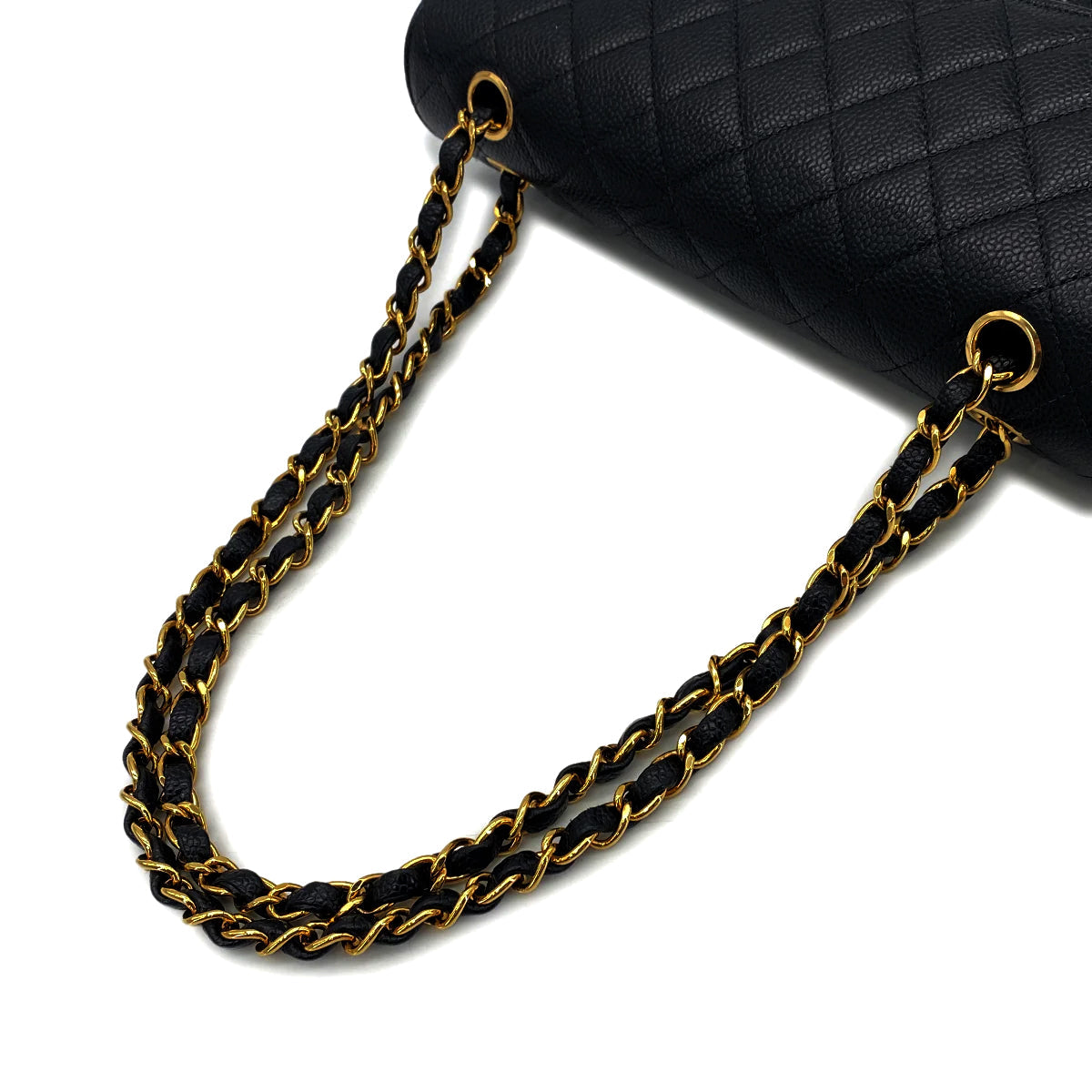 CHANEL VINTAGE CLASSIC FLAP MEDIUM CHAIN SHOULDER BAG BLACK CAVIAR SKIN 90270850