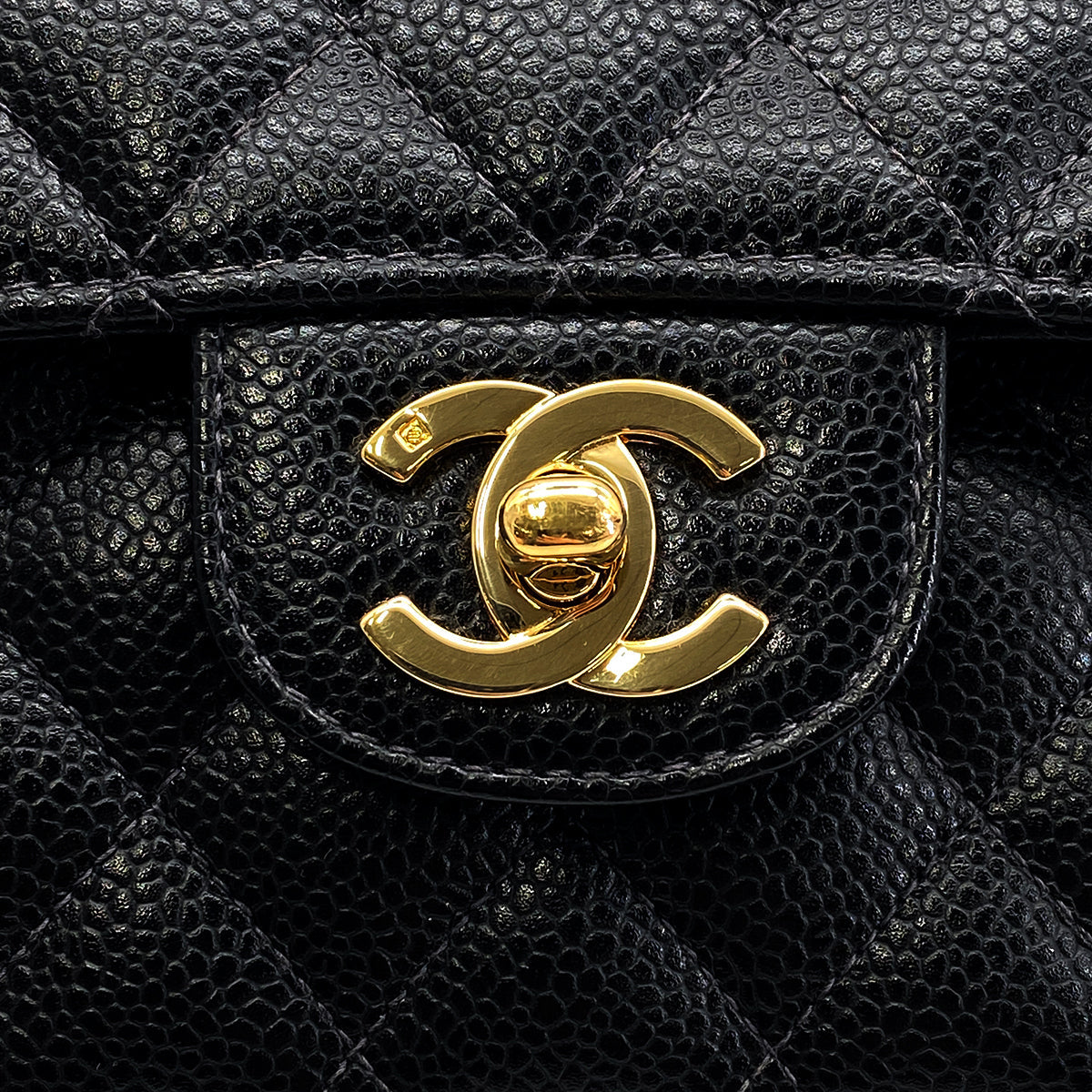CHANEL VINTAGE CLASSIC FLAP MEDIUM CHAIN SHOULDER BAG BLACK CAVIAR SKIN 90270866