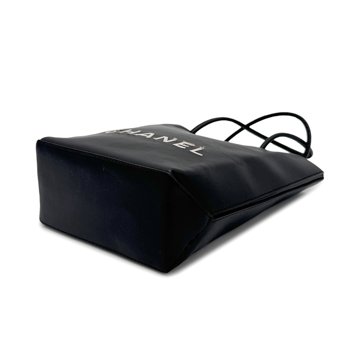 CHANEL VINTAGE ESSENTIAL TOTE BAG BLACK CALF LEATHER 90272526