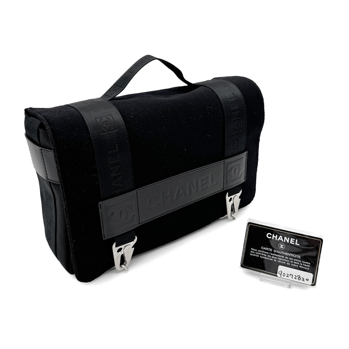 CHANEL SPORTS LINE SHOULDER BAG BLACK CANVAS 90272820