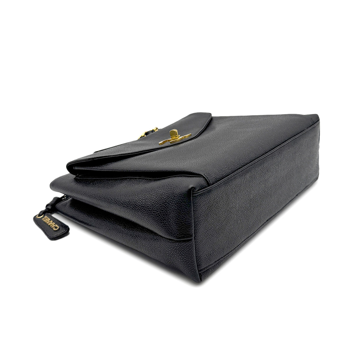 CHANEL VINTAGE CHAIN TOTE BAG BLACK CAVIAR SKIN 90272965