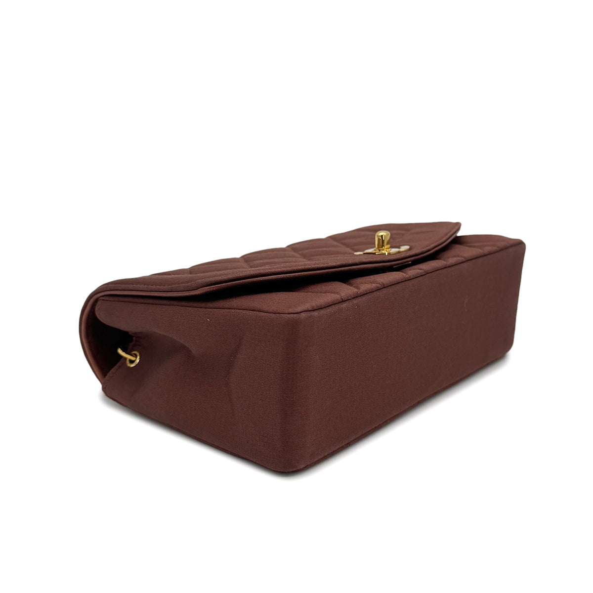 CHANEL VINTAGE DIANA SMALL CHAIN SHOULDER BAG BROWN SATIN 90272977