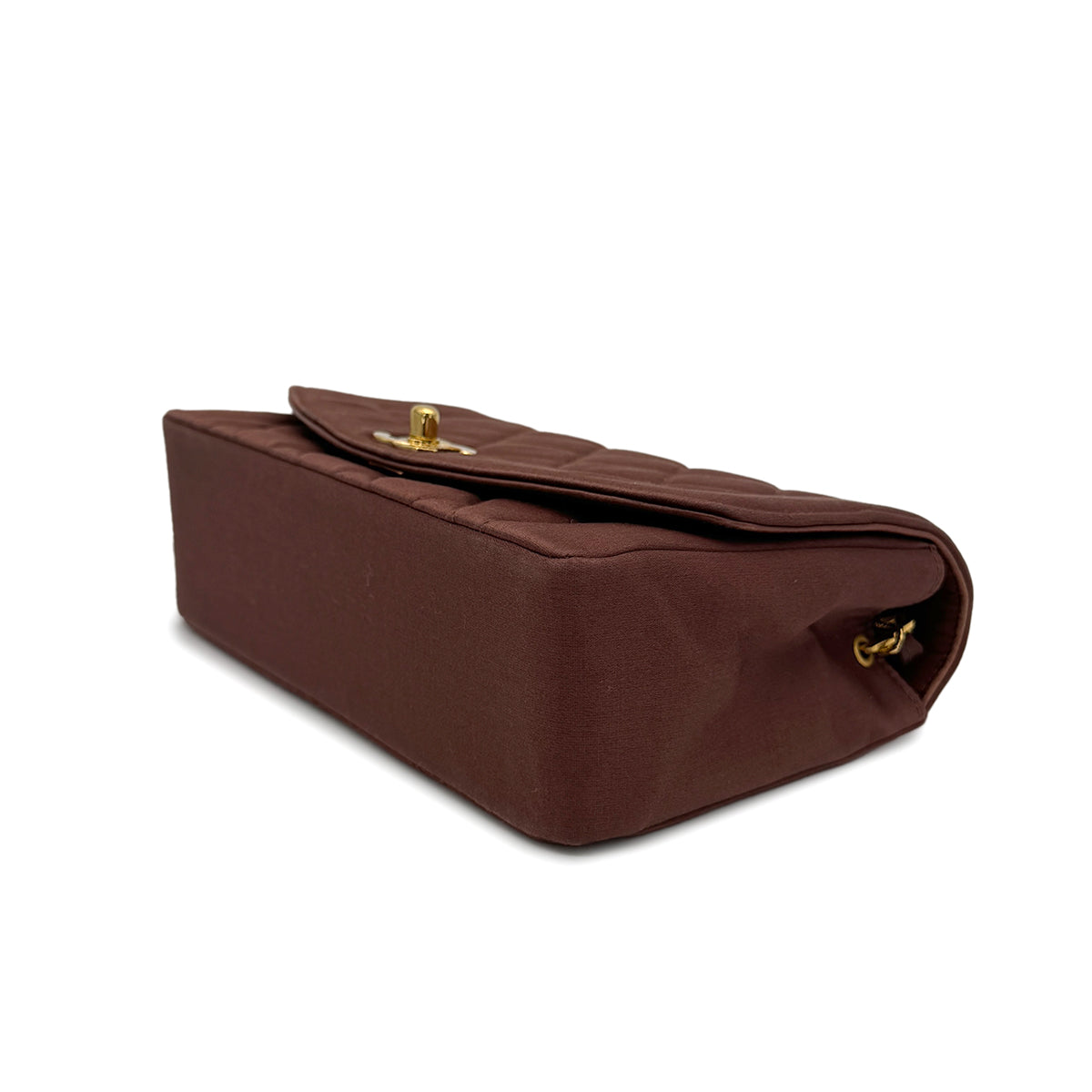 CHANEL VINTAGE DIANA SMALL CHAIN SHOULDER BAG BROWN SATIN 90272977