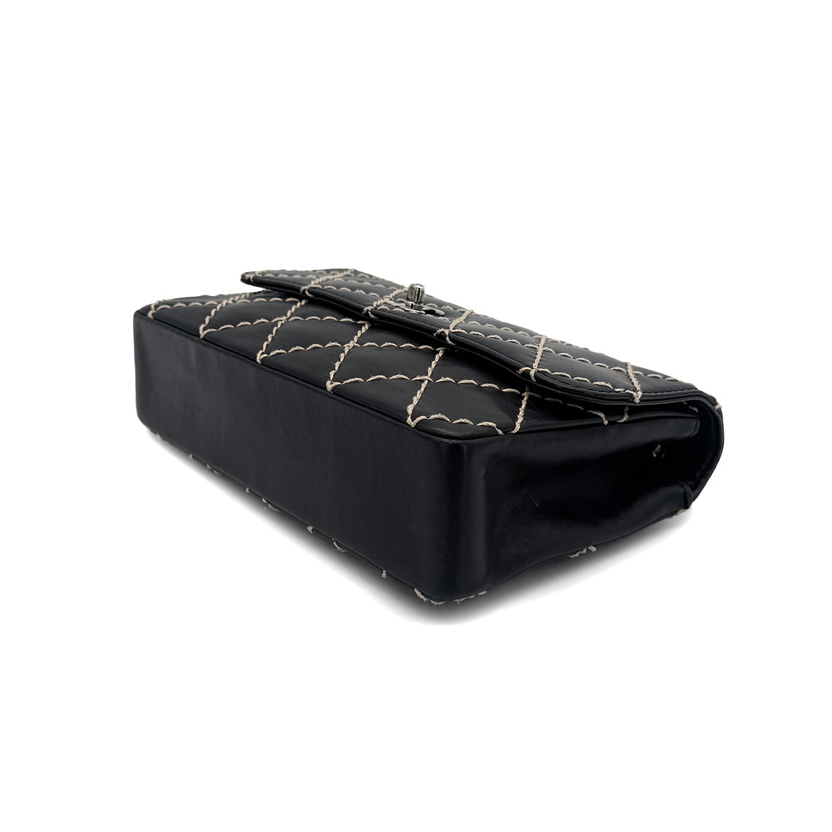 CHANEL VINTAGE WILD STITCH CHAIN SHOULDER BAG BLACK LEATHER 90273066 - PURPOSE