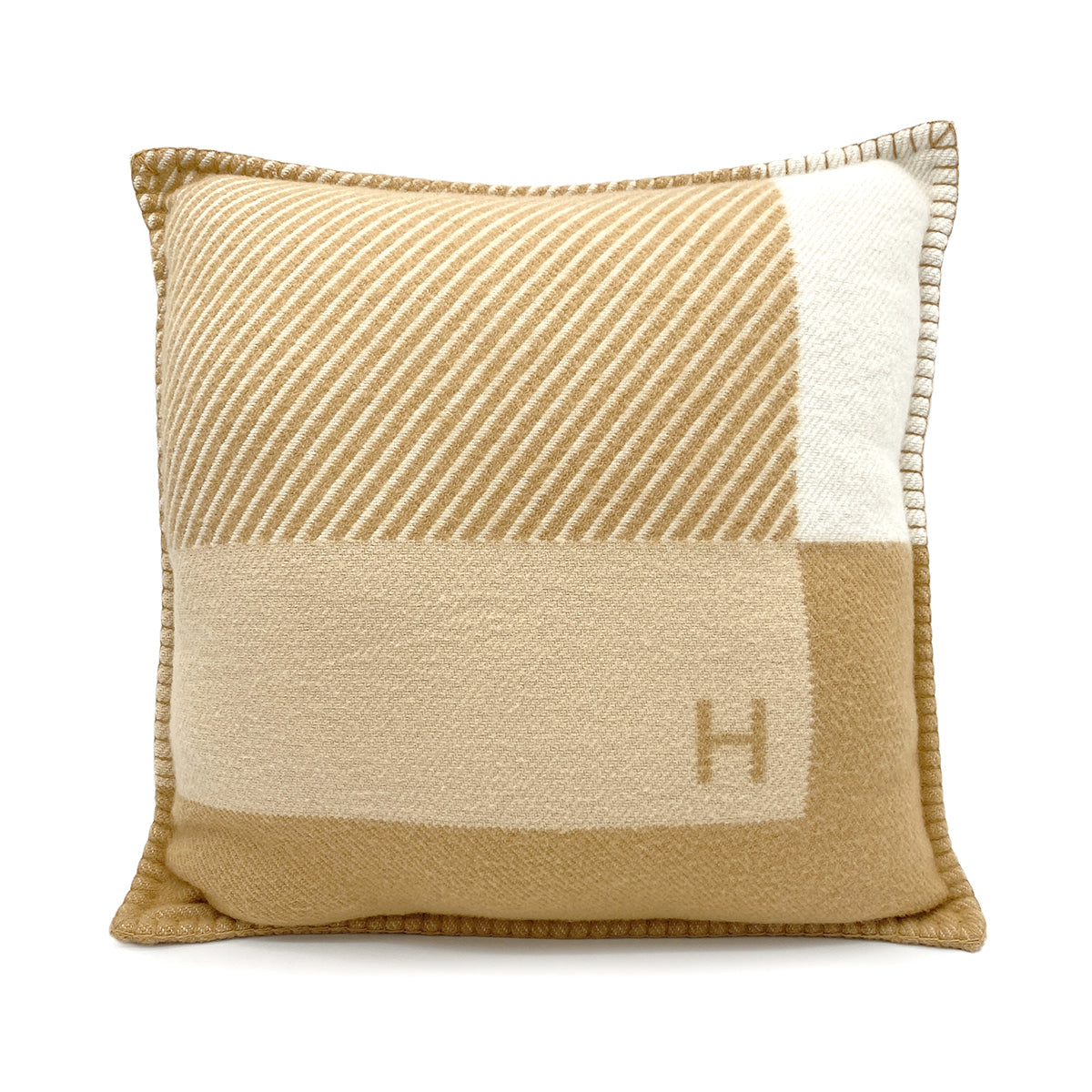 HERMES CUSHION H RIVIERA BEIGE WOOL CASHMERE 90274075 - PURPOSE