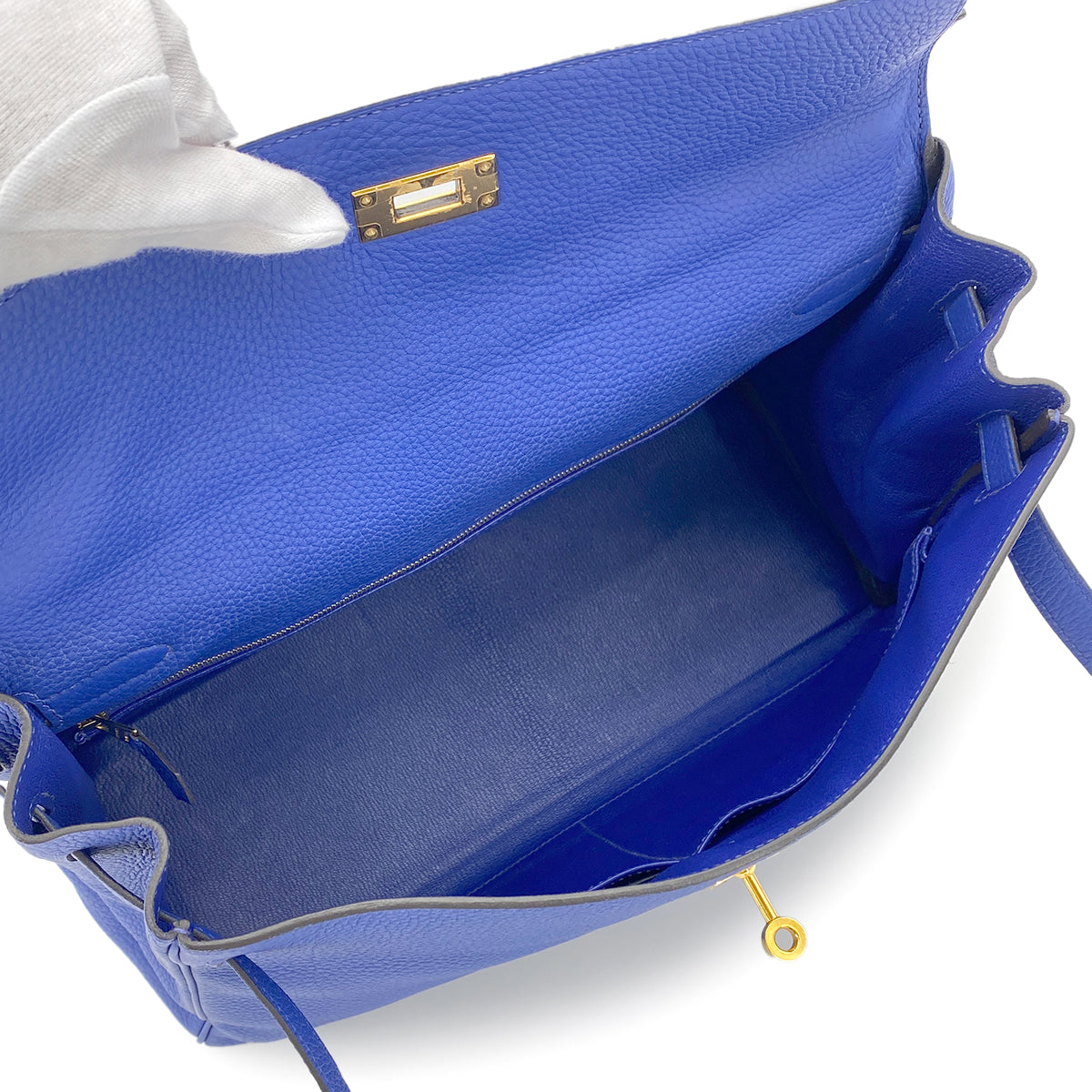 HERMES KELLY 35 RETOURNE BLUE ELECTRIC TOGO □O GHW 90274406