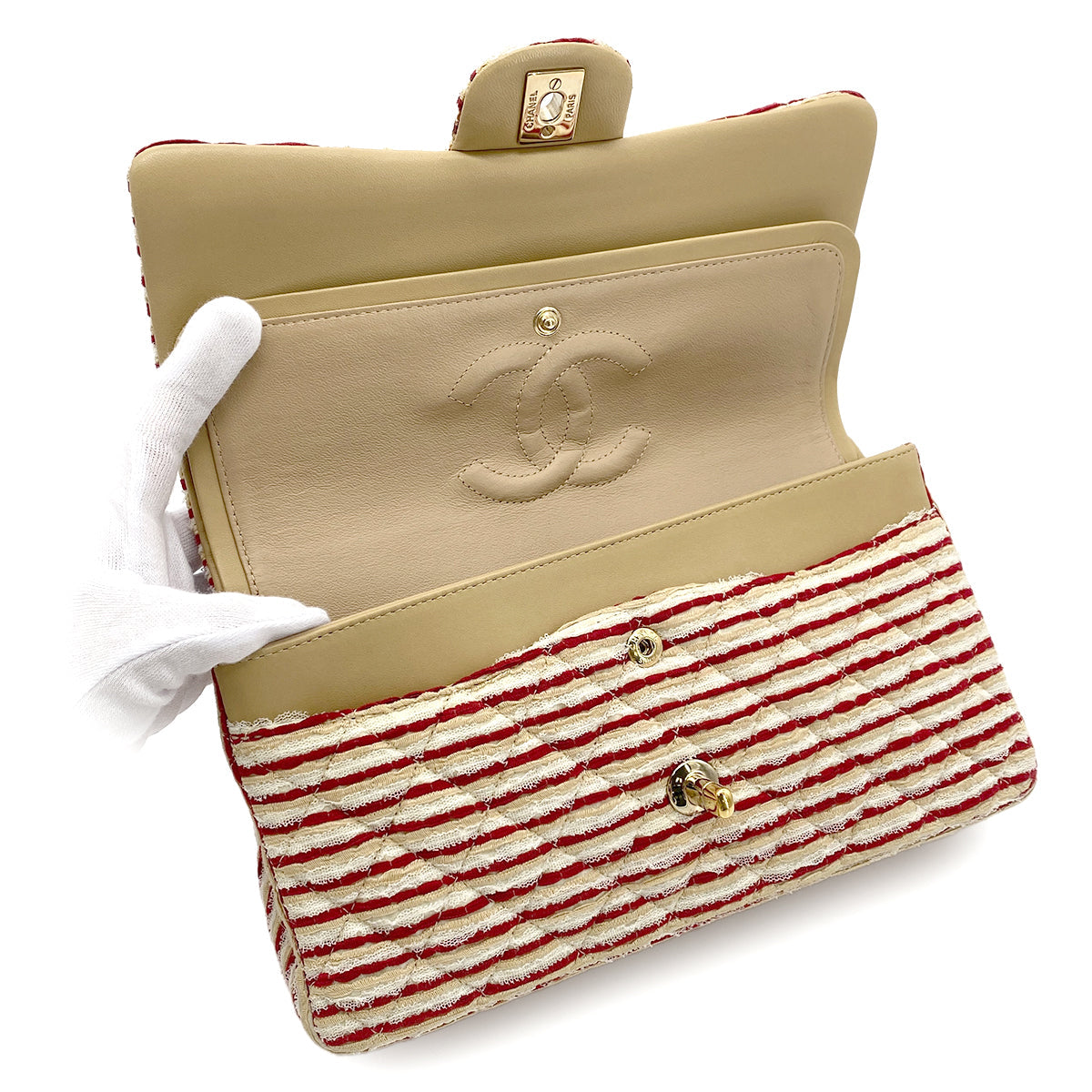 CHANEL FAKEPEARL CHAIN SHOULDER BAG MULTICOLOR CANVAS 90274411