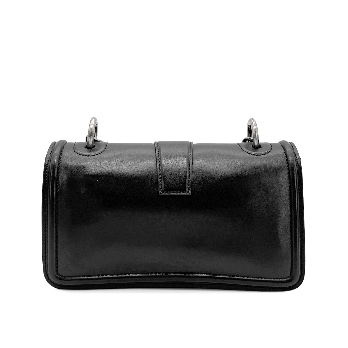 CHANEL VINTAGE TURN LOCK SHOULDER BAG BLACK CALF SKIN 90275620