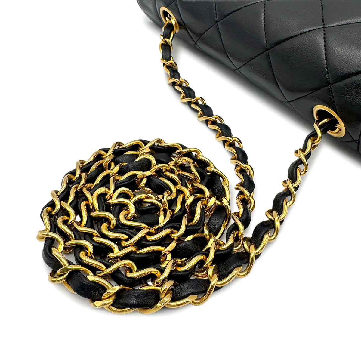 CHANEL VINTAGE MATELASSE CHAIN SHOULDER BAG BLACK LAMB SKIN 90275621