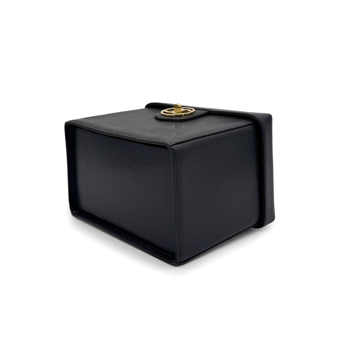 CHANEL VINTAGE TURN LOCK 2WAY VANITY HAND SHOULDER  BAG BLACK CAVIAR SKIN 90276344