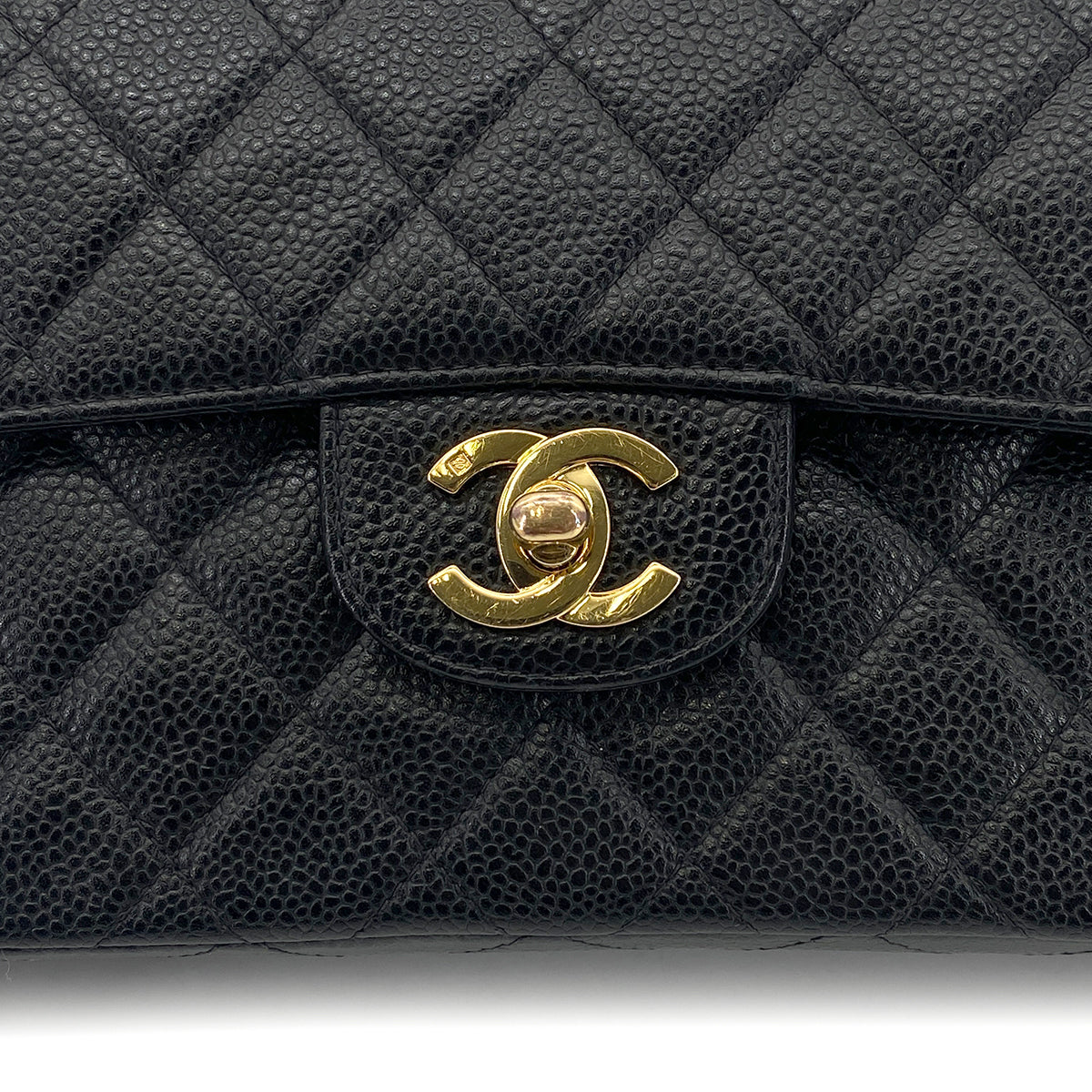 CHANEL VINTAGE CLASSIC FLAP SMALL CHAIN SHOULDER BAG BLACK CAVIAR SKIN 90276399