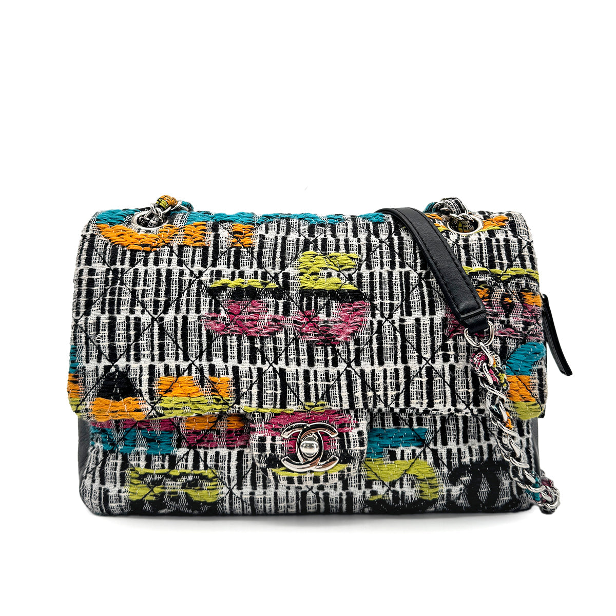 CHANEL MATELASSE CHAIN SHOULDER BAG MULTICOLOR TWEED 90276770