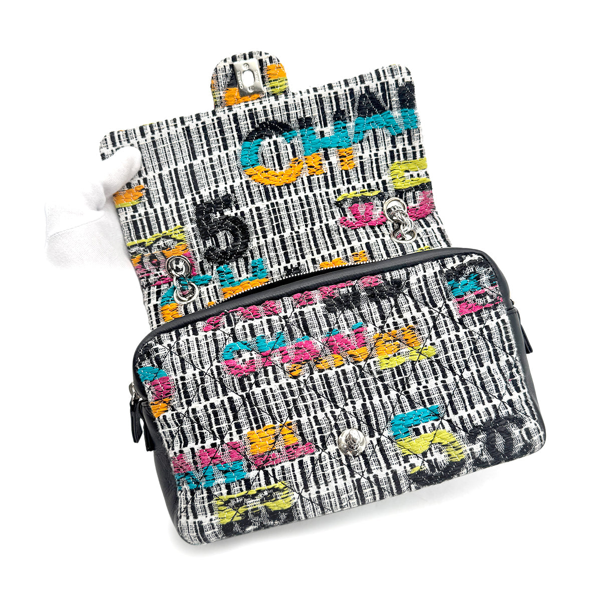 CHANEL MATELASSE CHAIN SHOULDER BAG MULTICOLOR TWEED 90276770