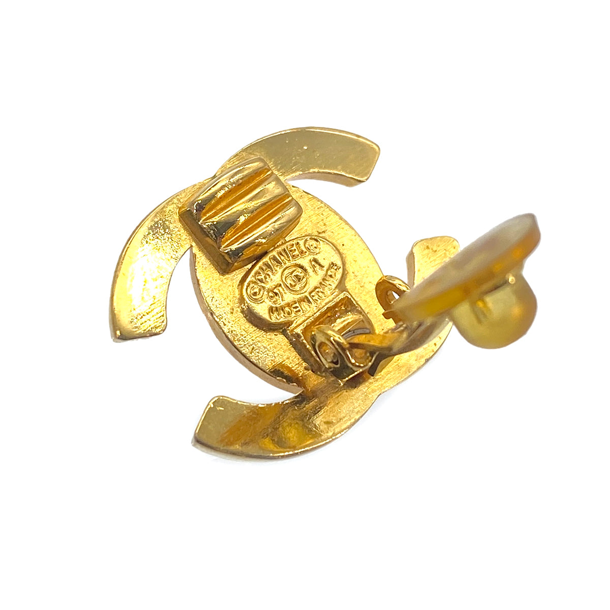 CHANEL VINTAGE EARRINGS TURN LOCK ACCESSORY GOLD 97P 90276777