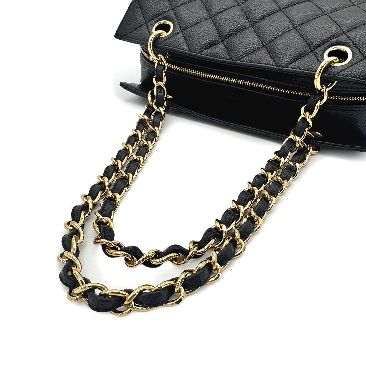 CHANEL VINTAGE MATELASSE COCOMARK CHAIN SHOULDER BAG BLACK CAVIR SKIN 90277333