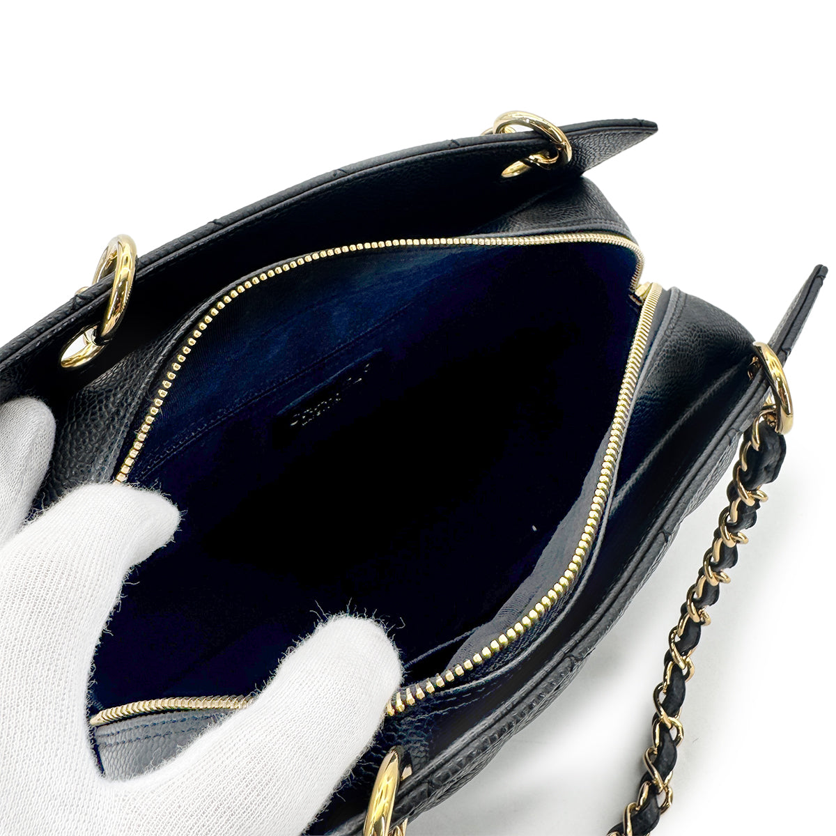 CHANEL VINTAGE MATELASSE COCOMARK CHAIN SHOULDER BAG BLACK CAVIR SKIN 90277333