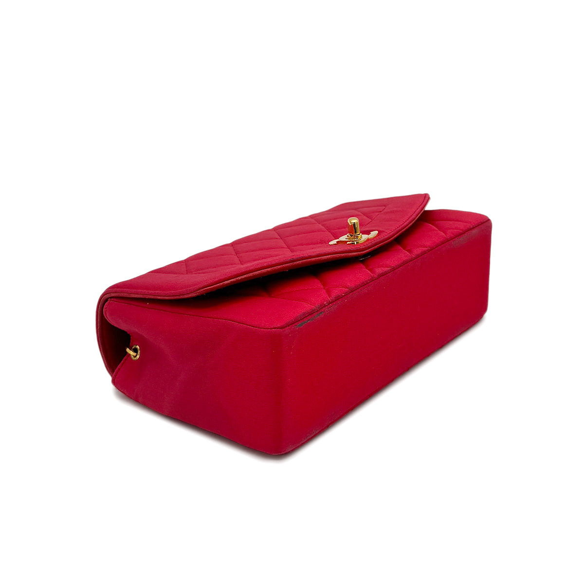 CHANEL VINTAGE DIANA SMALL CHAIN SHOULDER BAG RED SATIN 90277707