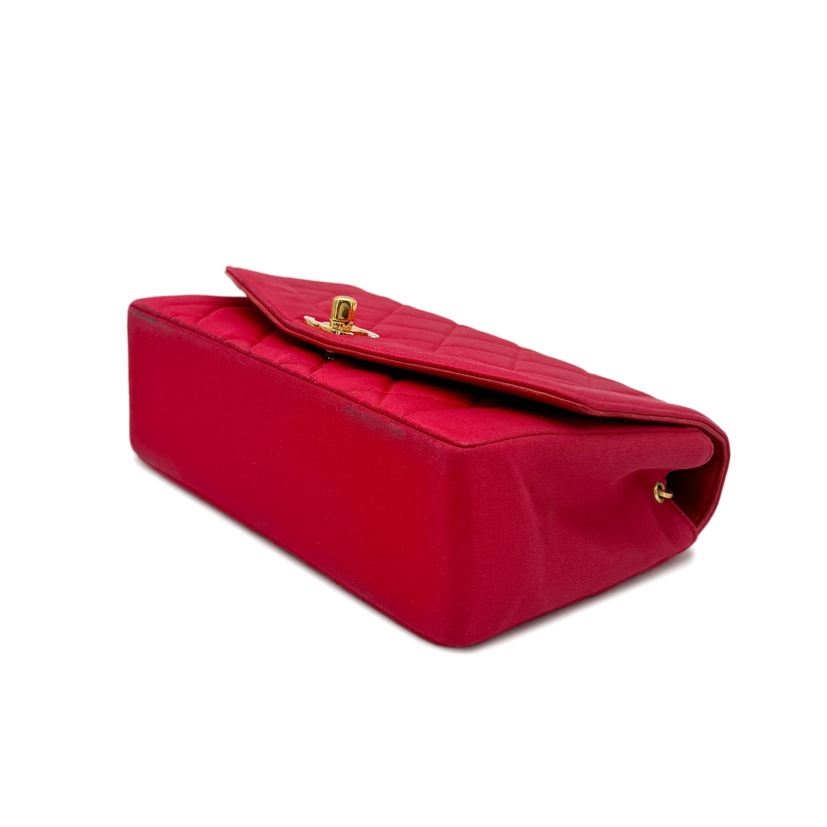 CHANEL VINTAGE DIANA SMALL CHAIN SHOULDER BAG RED SATIN 90277707
