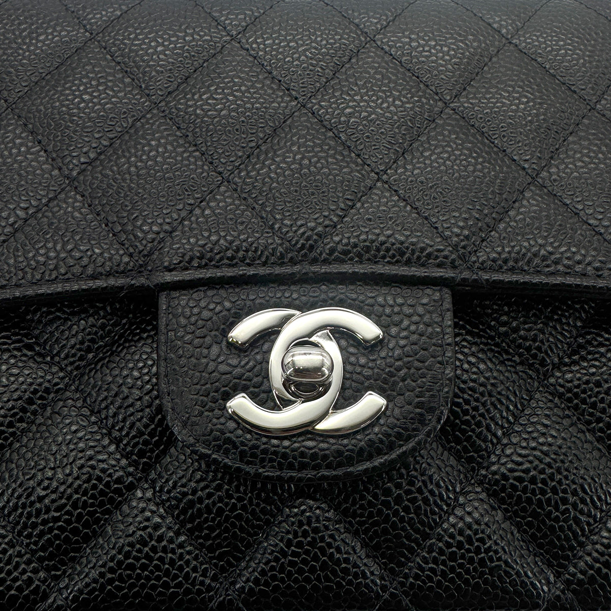 CHANEL VINTAGE CLASSIC FLAP MEDIUM CHAIN SHOULDER BAG BLACK CAVIAR SKIN 90278460