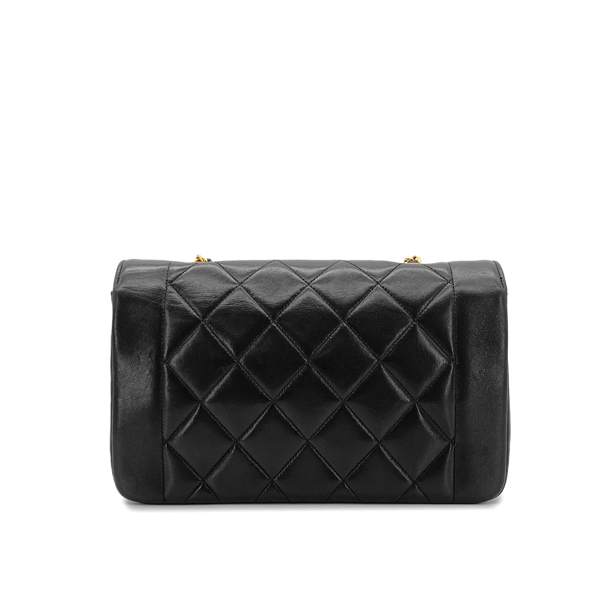 CHANEL VINTAGE DIANA SMALL CHAIN SHOULDER BAG BLACK LAMB SKIN 90278580