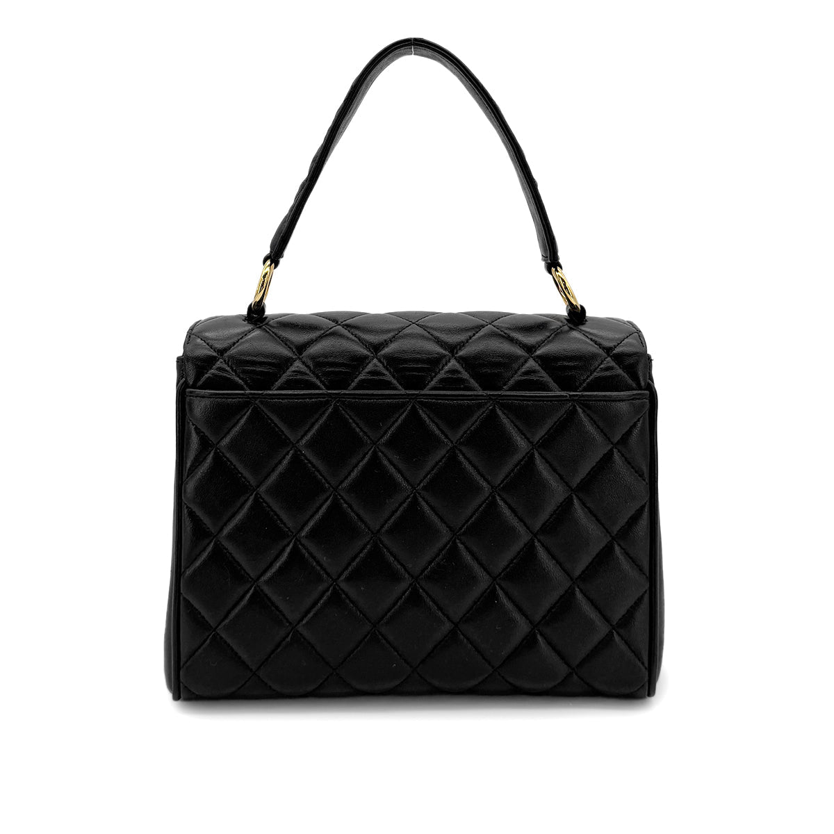 CHANEL VINTAGE MATELASSE HAND BAG BLACK LAMB SKIN 90279717