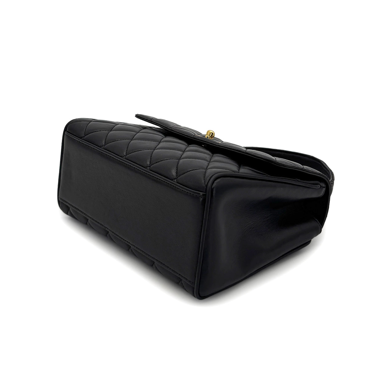 CHANEL VINTAGE MATELASSE HAND BAG BLACK LAMB SKIN 90279717