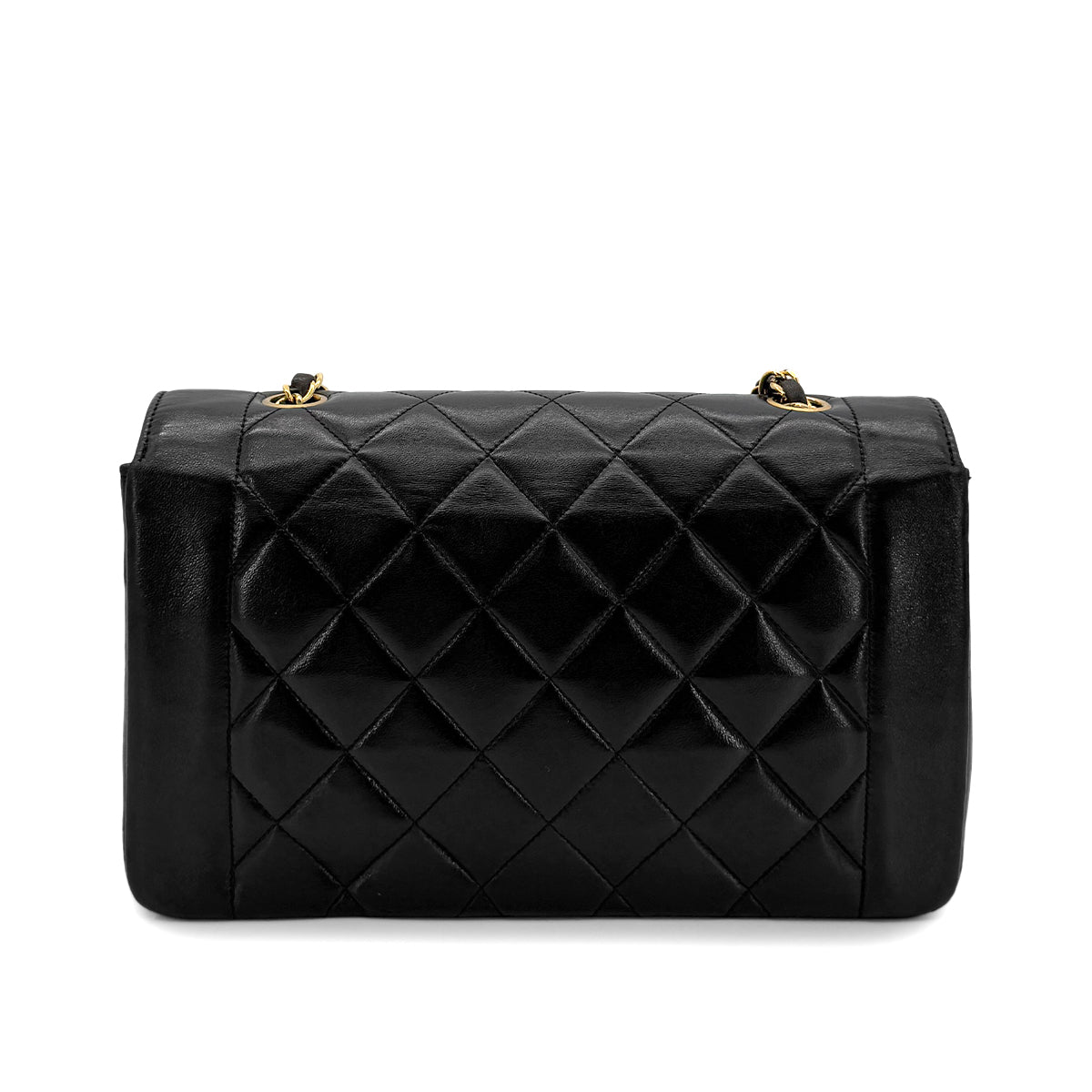 CHANEL VINTAGE DIANA MEDIUM CHAIN SHOULDER BAG BLACK LAMB SKIN 90279721