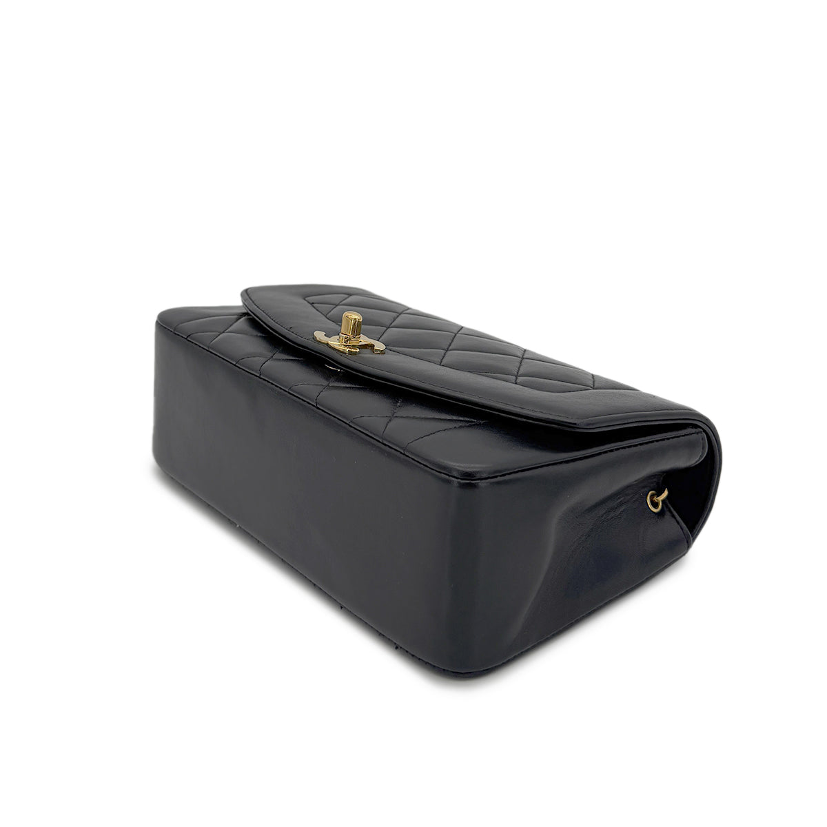 CHANEL VINTAGE DIANA SMALL CHAIN SHOULDER BAG BLACK LAMB SKIN 90279736