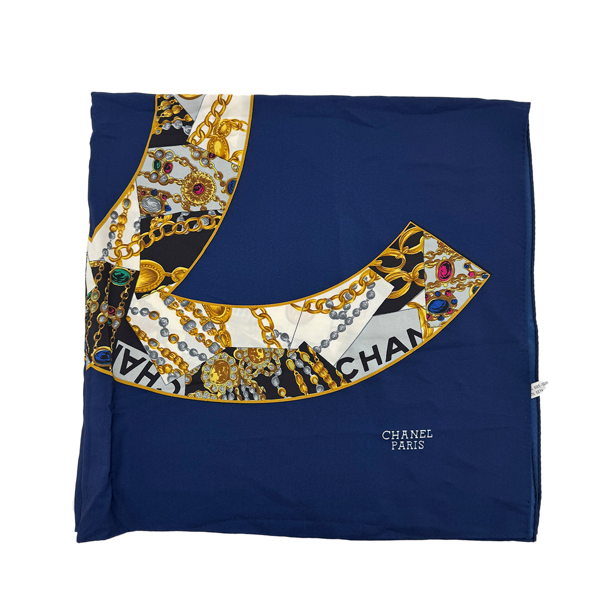 CHANEL VINTAGE SCARF COCOMARK JEWELRY PATTERN MULTICOLOR SILK 90279753
