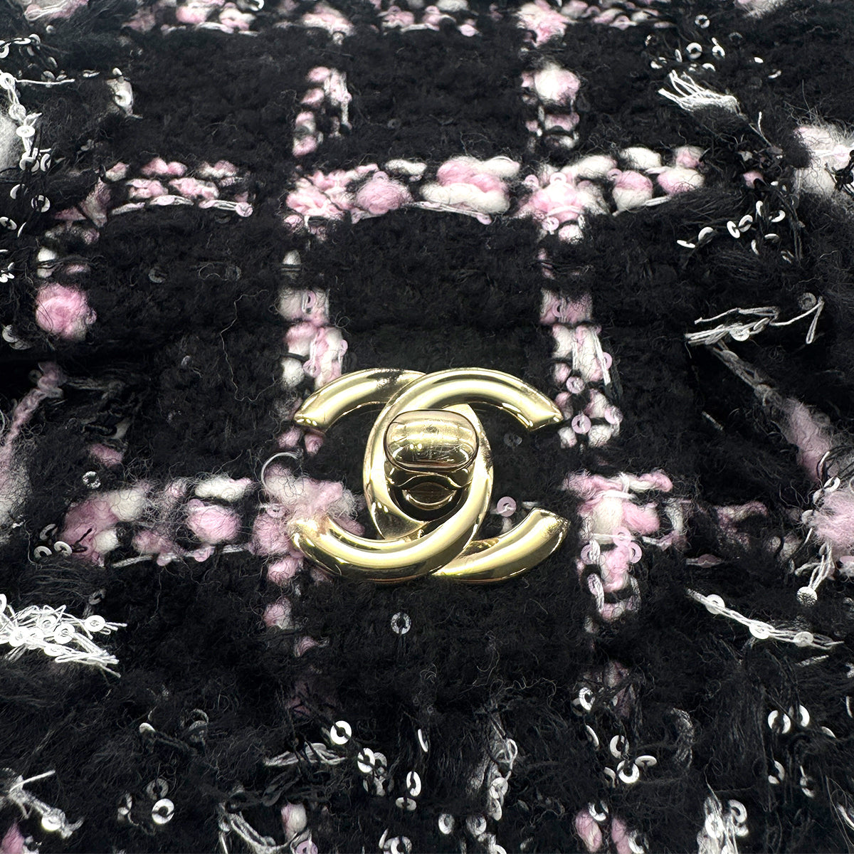 CHANEL MINI MATELASSE CHAIN SHOULDER BAG MULTICOLOR TWEED SEQUINS 90279809