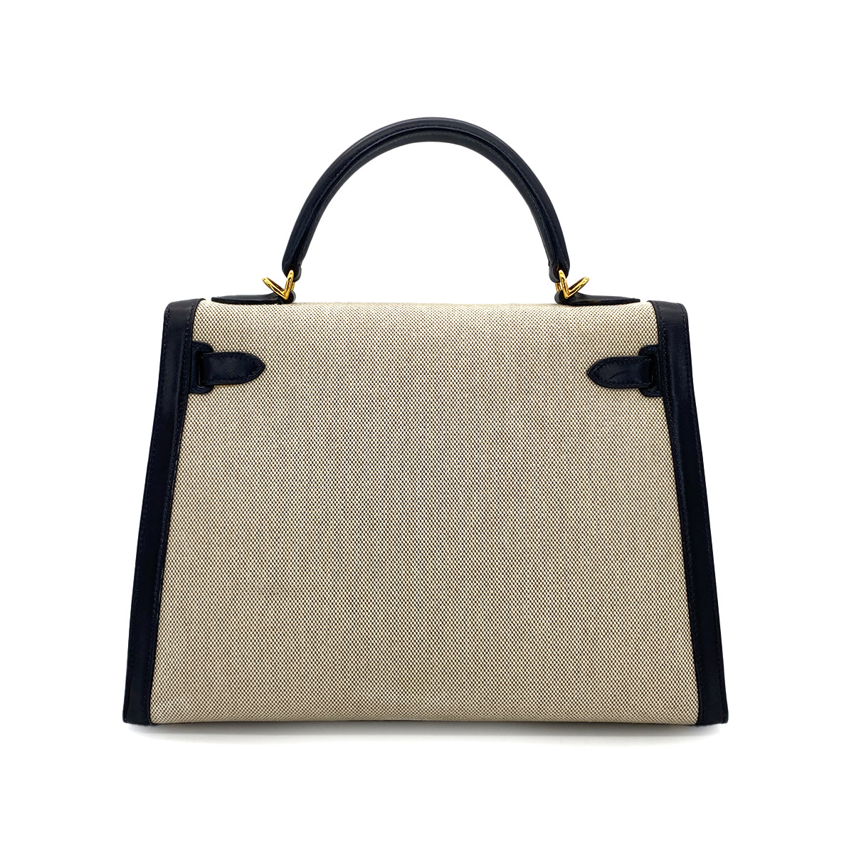 HERMES KELLY 32 BLUE INDIGO BOXCALF TOILE H HAND SHOULDER BAG □D GHW 90280294