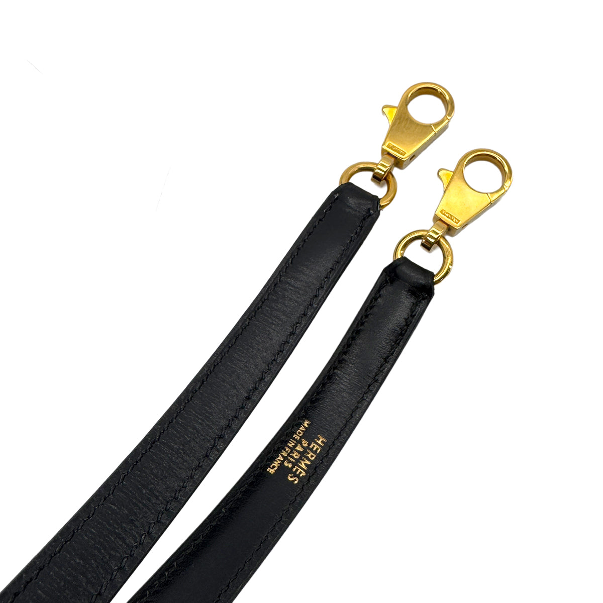 HERMES KELLY BLACK BOXCALF HAND SHOULDER BAG STRAP GHW 90280453