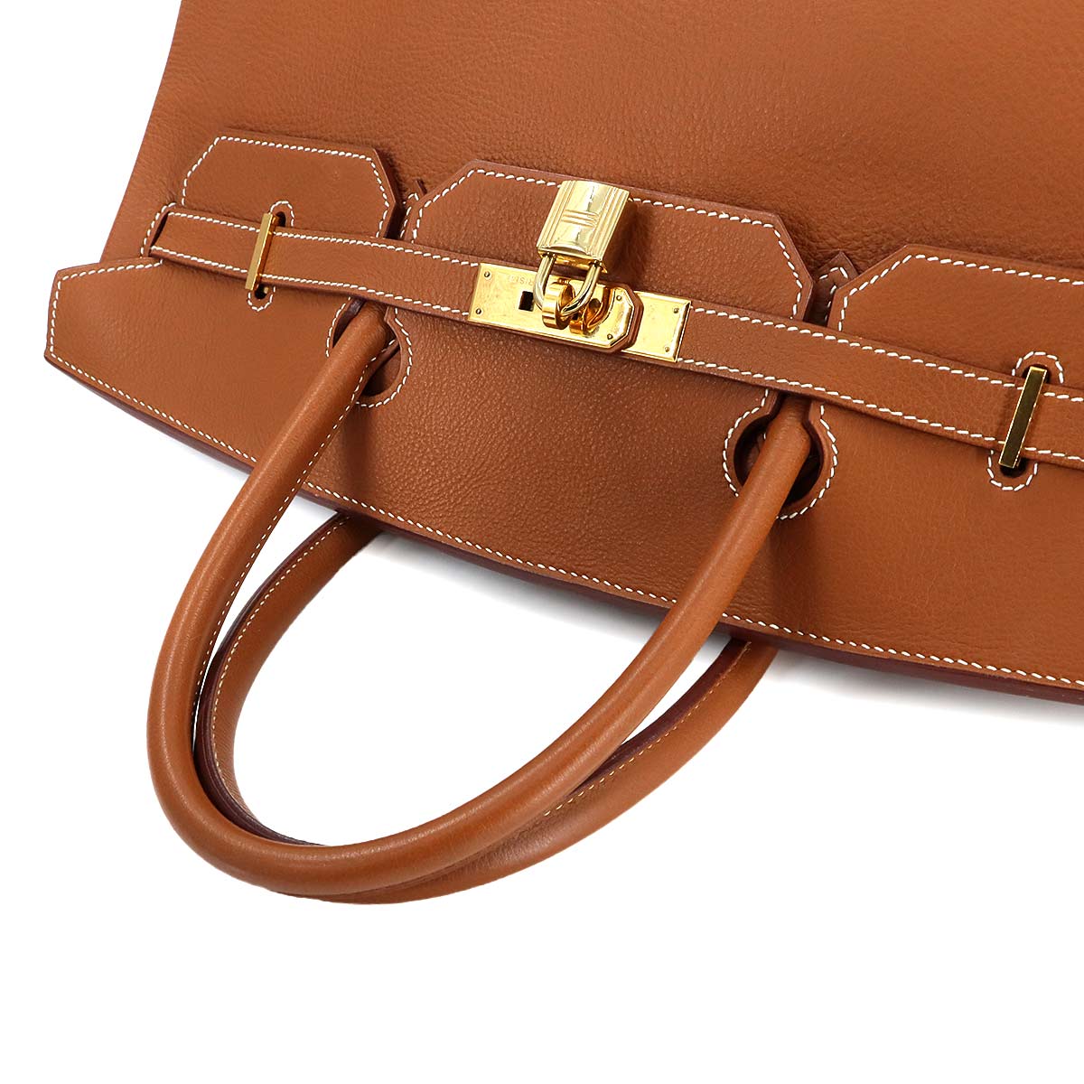 HERMES Birkin 40 Handbag, Taurillon Clemence Leather, Gold, □C Stamp, Made in 1999, Vintage, Gold Hardware, Hermès, 90280599