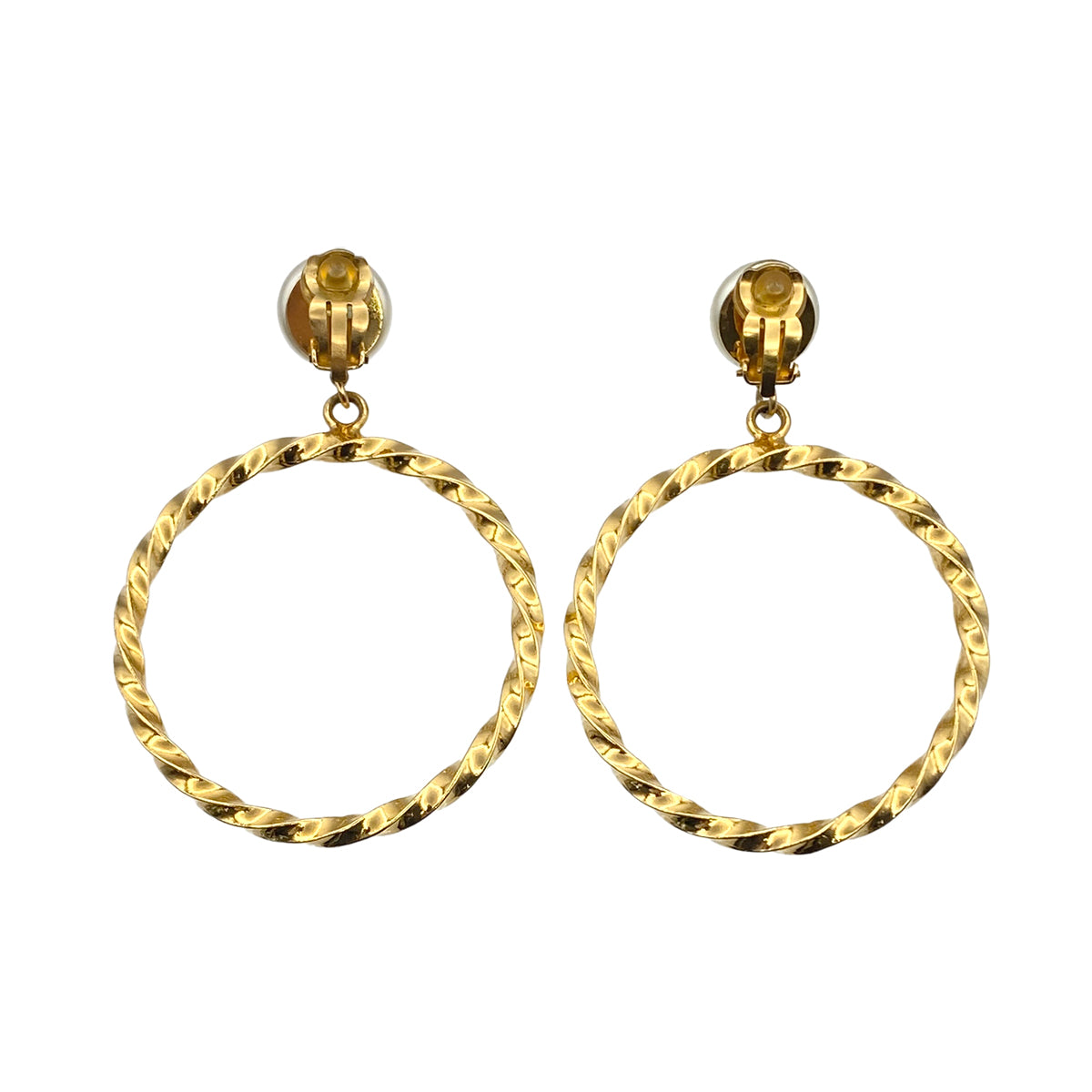 CHANEL VINTAGE EARRINGS COCOMARK FAUX PEARL HOOP ACCESSORY 96A 90281264
