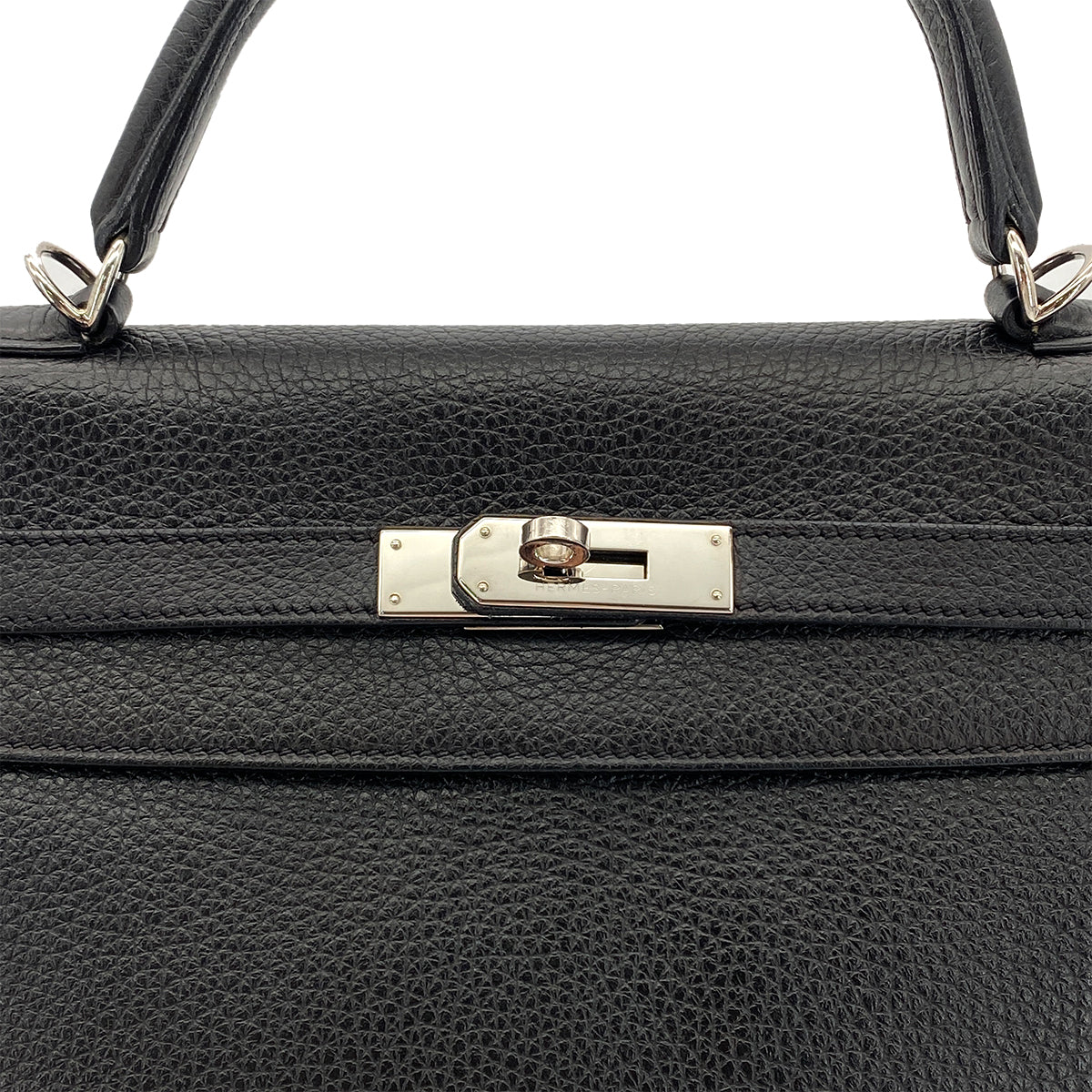 HERMES KELLY 32 RETOURNE BLACK TAURILLON CLEMENCE HAND SHOULDER BAG □O SHW 90289600