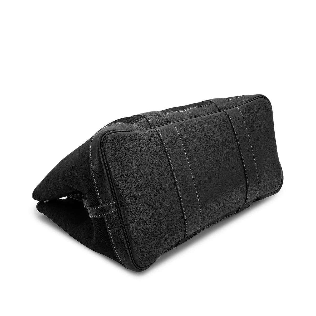 HERMES GARDEN PARTY PM BLACK TOILE OFFICIER VACHETTE CRISPE FJORD HAND BAG □G 90281439