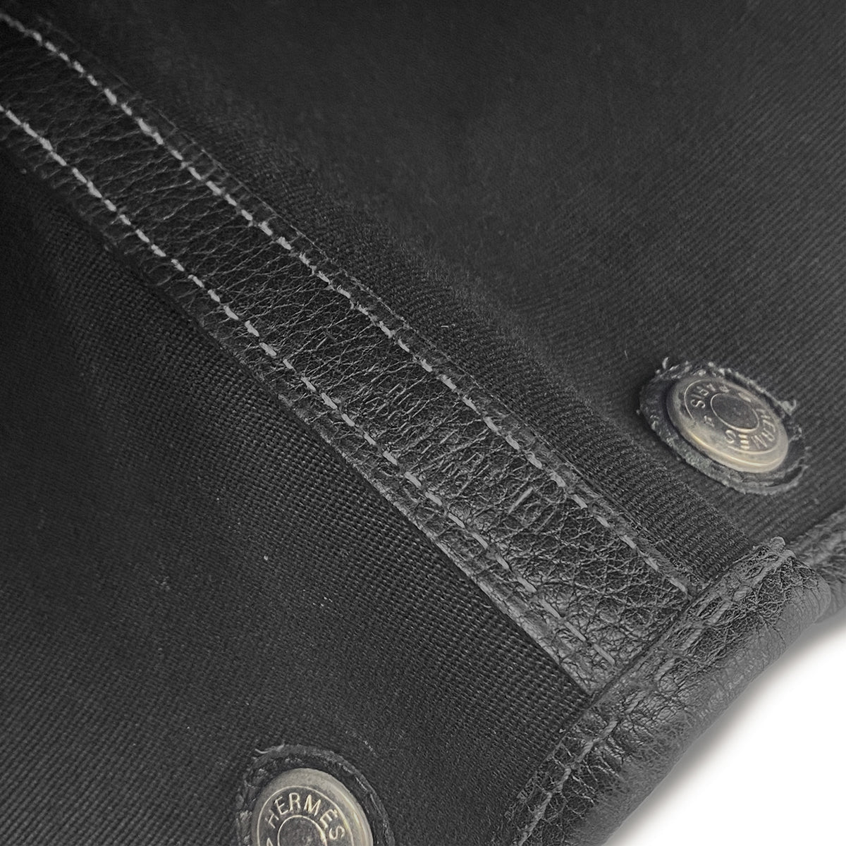 HERMES GARDEN PARTY PM BLACK TOILE OFFICIER VACHETTE CRISPE FJORD HAND BAG □G 90281439