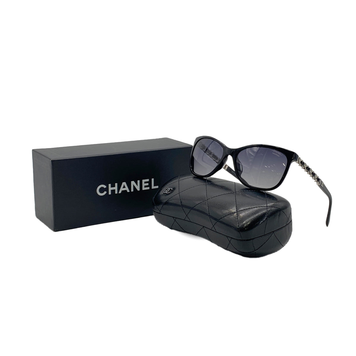 CHANEL SUNGLASSES BLACK CHAIN EYEWEAR 90281536